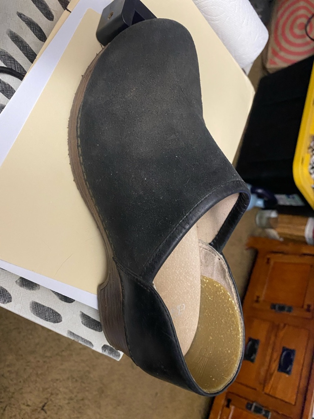 Dansko Brenna Black Suede Slip-On Clog Mule